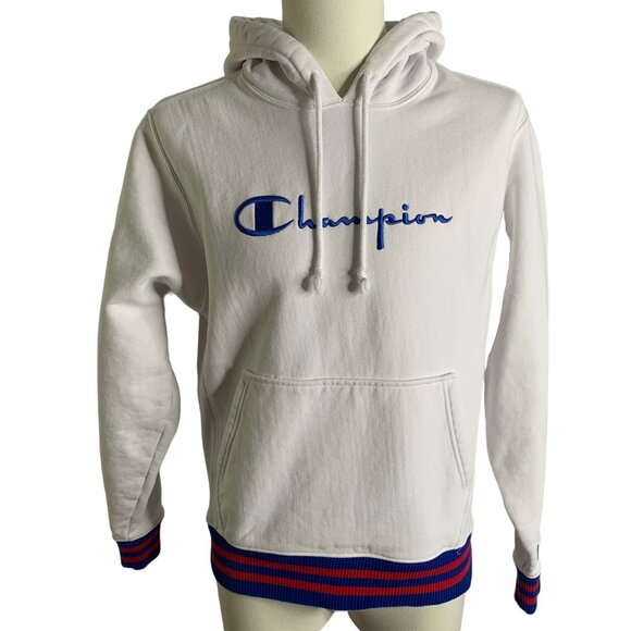 Champion Other - Champion Reverse Weave Hoodie Sweatshirt S White Embroidered Kangaroo Pocket